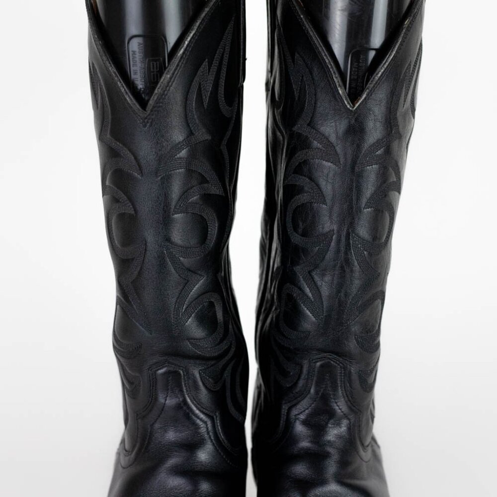 El Dorado Handmade Boot Men's Black Leather Western Cowboy Boots Size 10.5 - Picture 6 of 16